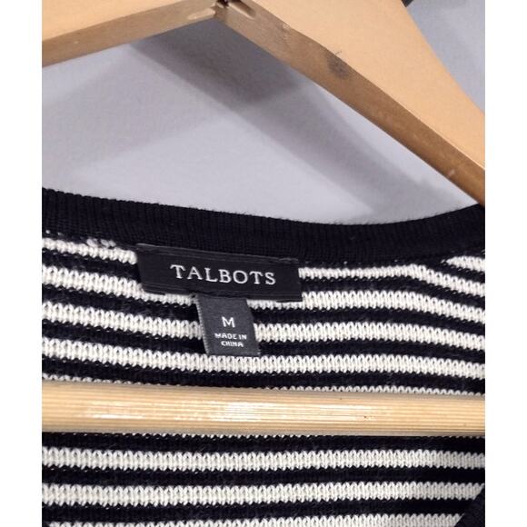 Talbots women's striped zipper front sweater medium cotton rayon - Picture 9 of 13